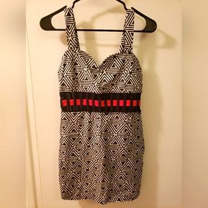 Motel Rocks bodycon dress black white red graphic print Says size M but it is Sm
